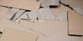 Background of paper textures piled ready to recycle. A pack of old office cardboard for recycling of waste paper. Pile of wastepa Royalty Free Stock Photo