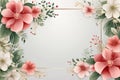 Background for party, birthday, wedding or graduation invitation in white color with floral frame