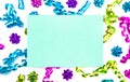 Background of Party Ribbons and Bows in Bright Colors on White