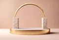background pastel showcase golden empty minimal arch rock render podium stones scene isolated abstract