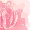 Background with pastel stylized pomegranate. Vector