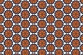 Tile background pattern with symmetric ornament. Geometric seamless design template with orange, brown and white elements Royalty Free Stock Photo