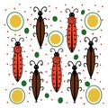 Background pattern with bugs and cockroach illustration