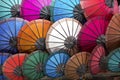 Background Pattern of Colorful Asian Umbrellas on Street Market in Laong Prabang, Laos Royalty Free Stock Photo