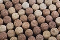 Background pattern of different wine bottle corks, top view Royalty Free Stock Photo