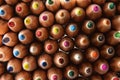 Background pattern of front detail of colored pencil tips Royalty Free Stock Photo