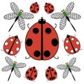 Background pattern with insects illustration