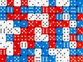 Background pattern of random ordered red, white and blue dices Royalty Free Stock Photo