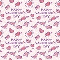 Background pattern with valentine elements, hearts, love letters and birds