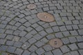 Background of pavement stones in Prague
