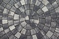 Background paving stones lined concentric circle. Visual pattern of the floor tiles background Royalty Free Stock Photo