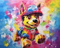 The background of the Paw Patrol is abstract.