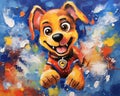 The background of the Paw Patrol is abstract.