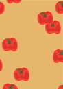 Background of peppers. Red paprika on an orange background. Zain for flyers, postcards and cafes. Vegetarian diet