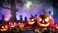 The ghostly jack-o-lanterns from the cemetery Royalty Free Stock Photo