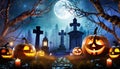 The ghostly jack-o-lanterns from the cemetery Royalty Free Stock Photo