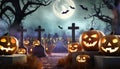 The ghostly jack-o-lanterns from the cemetery Royalty Free Stock Photo