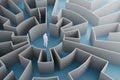 Background of a person who has lost their way in the center of a circular maze,3d Royalty Free Stock Photo