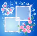 Background with photo frame and butterfly Royalty Free Stock Photo