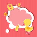 Background photo frame with little cute baby duck