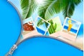 Background with photos from holidays on a seaside. Royalty Free Stock Photo