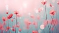 background pictures with flowers. large field of flowers on a sky blue background