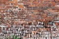 Background with a pile of bricks in the foreground Royalty Free Stock Photo