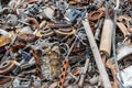 Background pile of rusted metal scrap