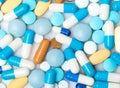 Lot of pills as background, close-up view Royalty Free Stock Photo