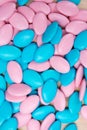 Background of pink and blue sugared almonds or chocolate Royalty Free Stock Photo