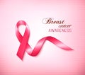 Background with Pink Breast Cancer Ribbon. Royalty Free Stock Photo