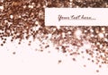 Background with pink gold glitter sparkle on white, decorative spangles in nostalgic colors