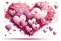 Background of pink hearts in the form of balloons. Generative ai Royalty Free Stock Photo