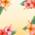 background with pink and orange hibiscus flowers Royalty Free Stock Photo