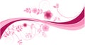 Background with pink waves and floral motives Royalty Free Stock Photo