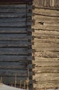 Background pioneer log cabin barn walls and corner Royalty Free Stock Photo