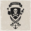 Background on pirate theme with objects and Royalty Free Stock Photo