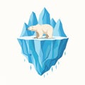 The background is a plain light color emphasizing the bear and iceberg Royalty Free Stock Photo