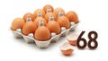 The background is plain white emphasizing the eggs and the number Royalty Free Stock Photo