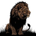 Background is plain white emphasizing the lion s strong and regal Royalty Free Stock Photo