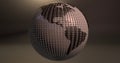 A background of the planet Earth which looks like a ball of golf, which shows the America continent. Royalty Free Stock Photo