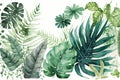 background plants sheets plain watercolor paints Generative AI Royalty Free Stock Photo