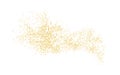 Background plume golden texture crumbs. Gold dust scattering on a white background. Sand particles grain or sand assembled. Vector