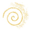 Background plume golden texture spiral crumbs. Gold dust scattering on a white background. Sand particles grain or sand assembled Royalty Free Stock Photo