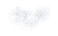 Background plume silver crumbs. Silverish dust, isolated. Sand particles. Confetti, carefully placed by hand. Vector