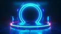 Background podium 3d light game circle blue neon stage screen hologram platform. Royalty Free Stock Photo