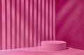 Background podium magenta trend color for showing the product in the interior with sunlight