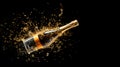 A background of a popping champagne bottle with cork flying and bubbles Royalty Free Stock Photo