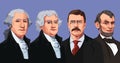 president of the united states, George Washington, Thomas Jefferson, Theodore Roosevelt, and Abraham Lincoln Royalty Free Stock Photo