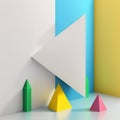 Background for product presentation, colorful, triangular prism with sharp edges. AI generation